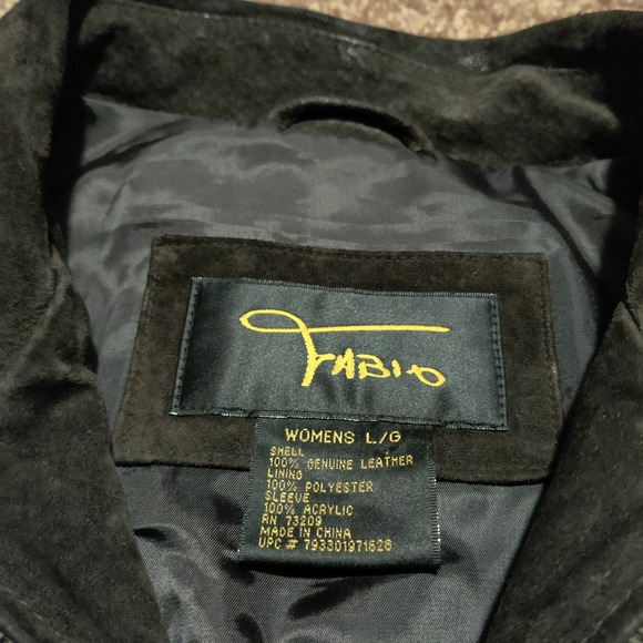 Vintage Fabio Genuine Leather Lined Jacket Womens Large Zip Pockets Brown Suede - Picture 2 of 7